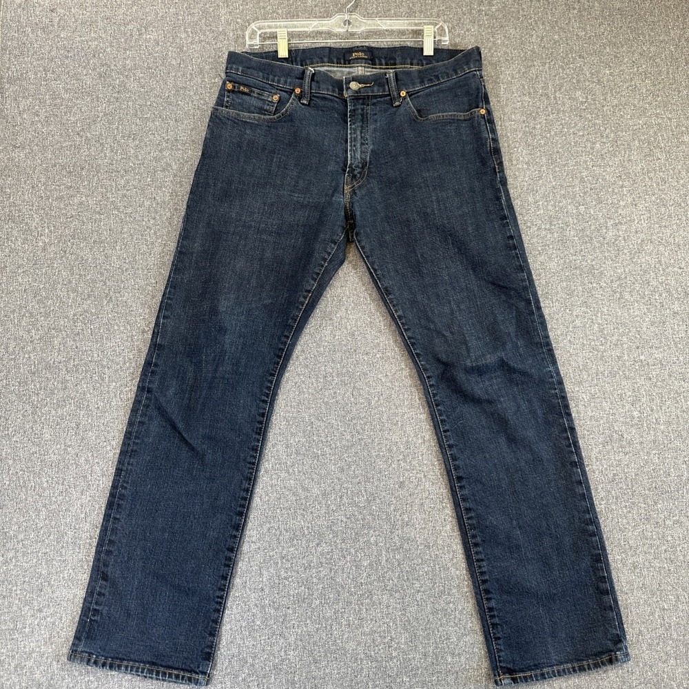 Polo Ralph Lauren Mens Jeans Dark Wash Straight Fit Denim Blue Classic 33x32 Y2K